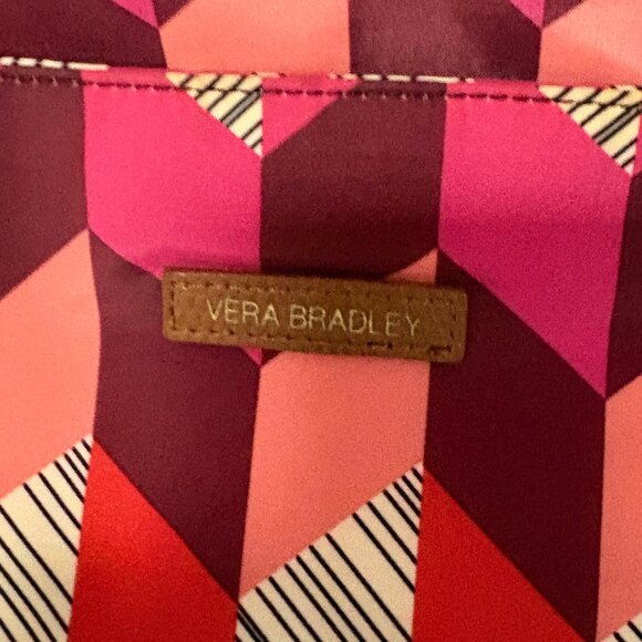 Vera Bradley Large Geometric Print Tote Bag Faux Leather Handles Zipper Closure - Picture 2 of 8